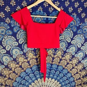 🦋5/20$🦋 red ruffle sleeve wrap top